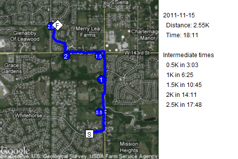 Map of November 15, 2011 run