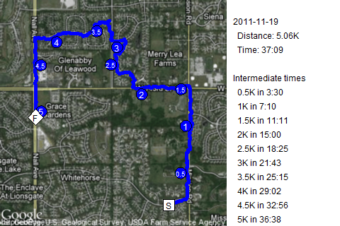 Map of November 19, 2011 run