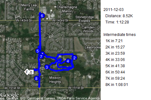 Map of December 3, 2011 run