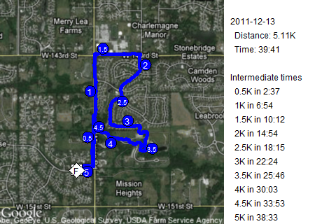 Map of December 13, 2011 run