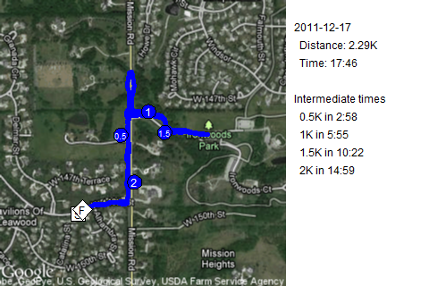 Map of December 17, 2011 run