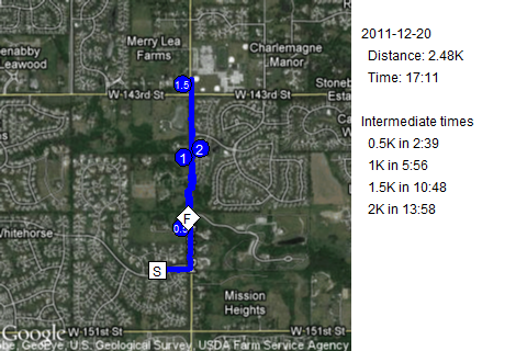 Map of December 20, 2011 run