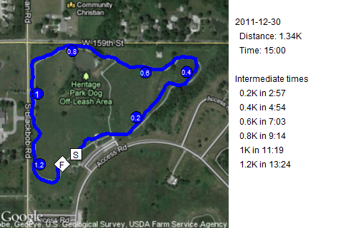 Map of December 30, 2011 run