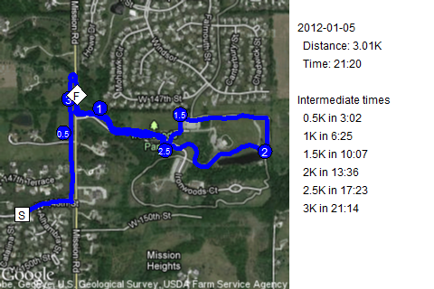 Map of January 5, 2012 run