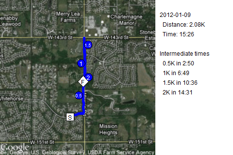 Map of January 9, 2012 run