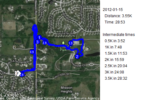 Map of January 15, 2012 run