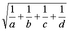 sqrt(1/a+1/b+1/c+1/d) (1280 bytes)