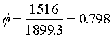Phi=1516/1899.3=0.798