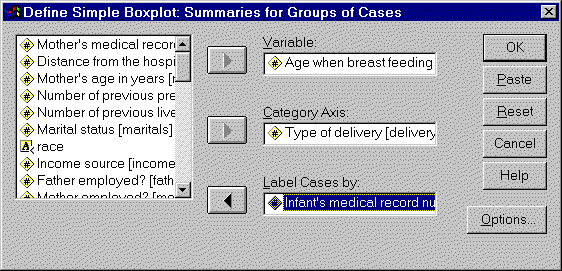 Figure 6. Dialog box for define simple boxplot