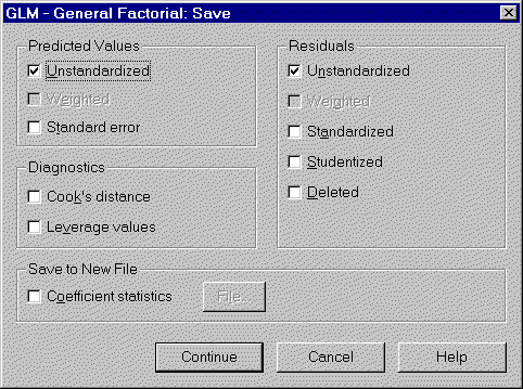 Figure 3. Dialog box for saving variables