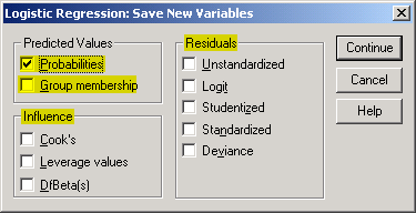 Figure 6. Dialog box for saving new variables