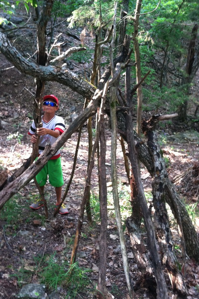 Nick building a shelter