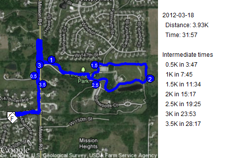Map of March 18, 2012 run