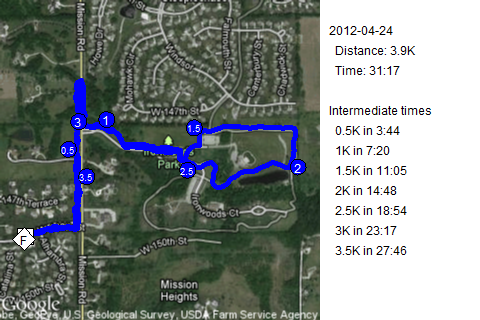 Map of April 24, 2012 run