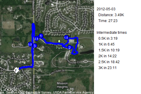 Map of May 3, 2012 run