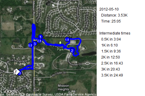 Map of May 10, 2012 run