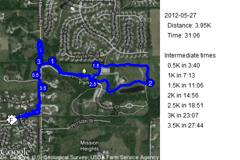 Map of May 27, 2012 run