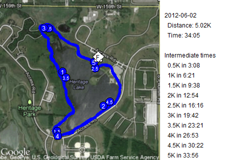 Map of June 2, 2012 run