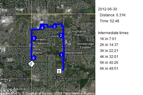 Map of June 30, 2012 run