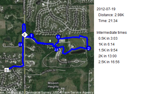 Map of July 19, 2012 run