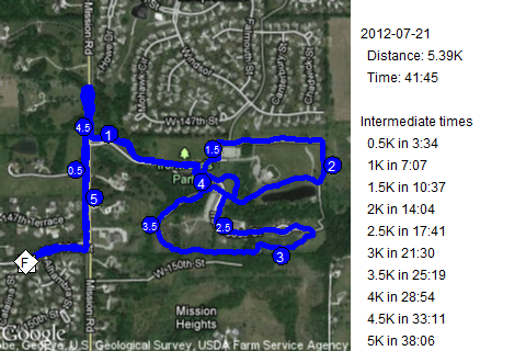 Map of July 21, 2012 run