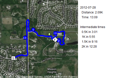 Map of July 28, 2012 run