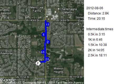 Map of August 6, 2012 run