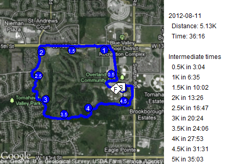 Map of August 11, 2012 run