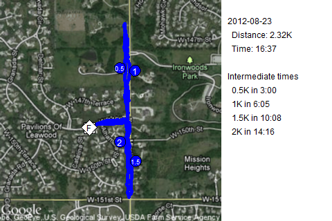 Map of August 23, 2012 run