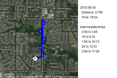 Map of August 30, 2012 run