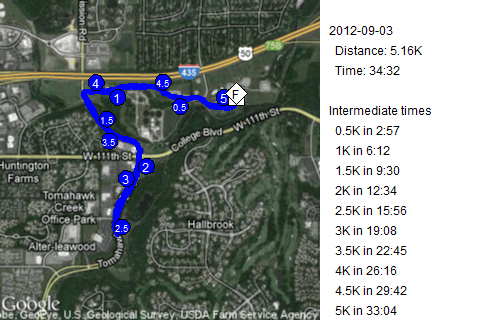 Map of September 3, 2012 run