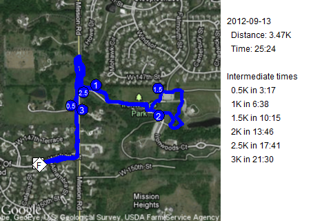 Map of September 13, 2012 run