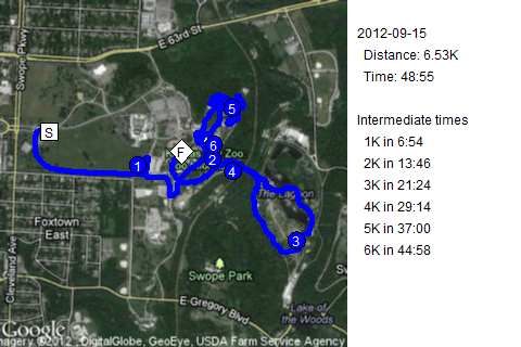 Map of September 15, 2012 run