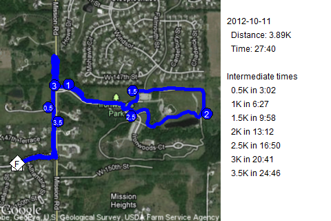 Map of October 11, 2012 run