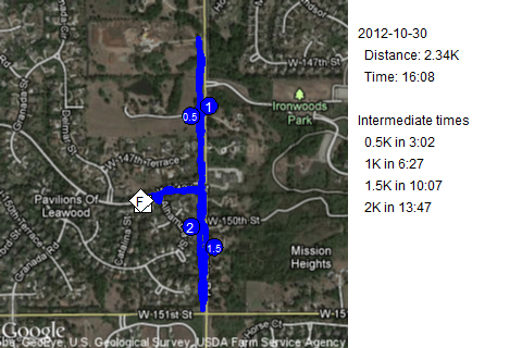 Map of October 30, 2012 run