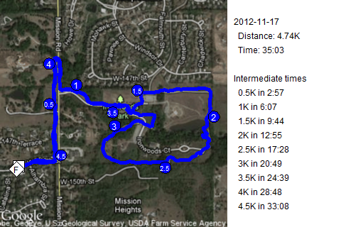 Map of November 17, 2012 run