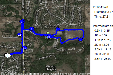 Map of November 28, 2012 run