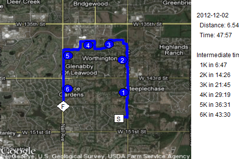 Map of December 2, 2012 run