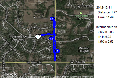 Map of December 11, 2012 run