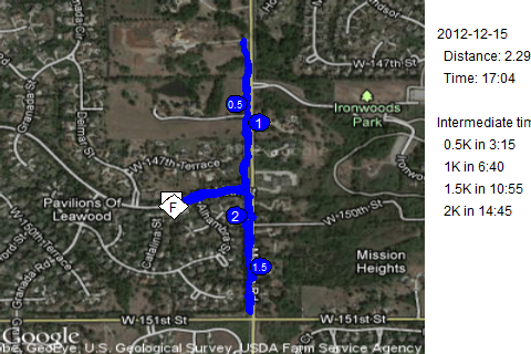 Map of December 15, 2012 run