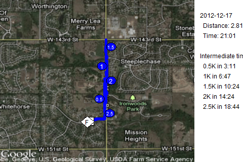 Map of December 17, 2012 run