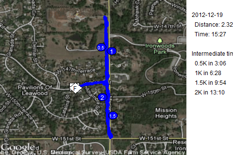 Map of December 19, 2012 run