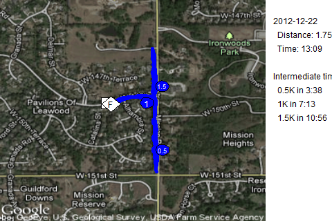 Map of December 22, 2012 run