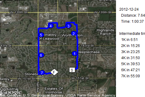 Map of December 24, 2012 run