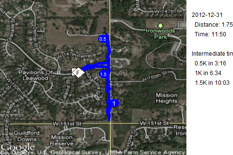 Map of December 31, 2012 run