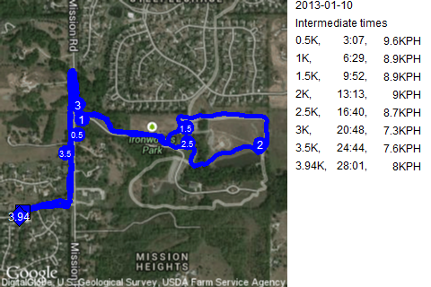 Map of January 10, 2013 run