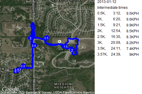 Map of January 12, 2013 run