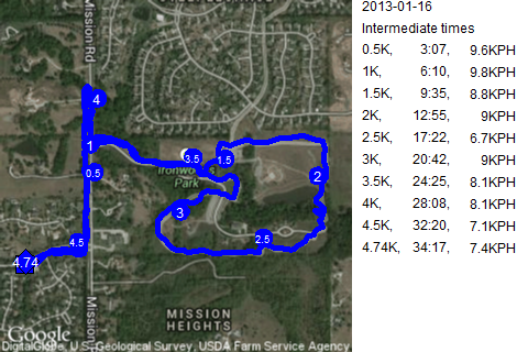 Map of January 16, 2013 run