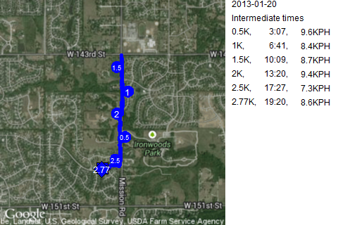 Map of January 20, 2013 run