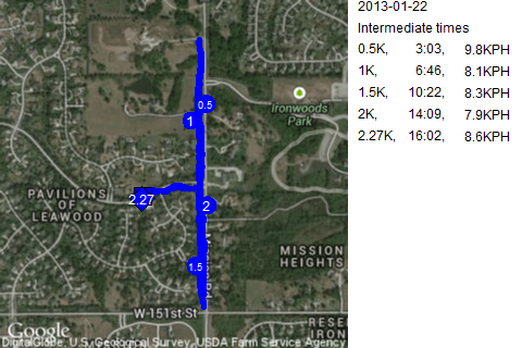 Map of January 22, 2013 run